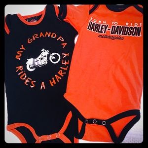2 Harley Davidson onesies Size 9-12 months